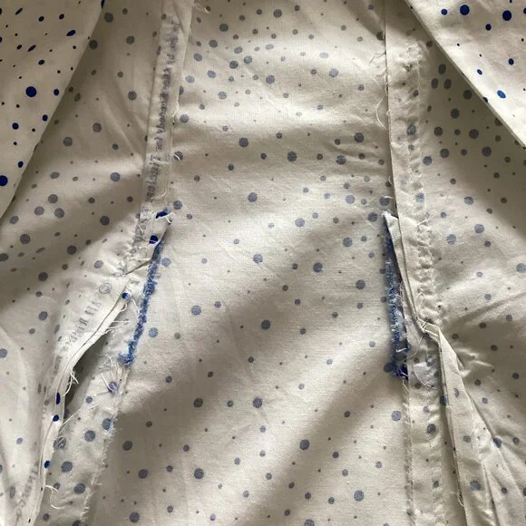 Handmade 1960's Retro Style Apron White Blue Dots Kitchen Linens Cottage Core - Picture 7 of 8